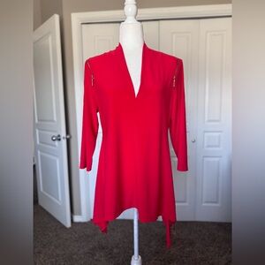 CHAUS NY Tunic Blouse with Gold Zipper Accents size Large